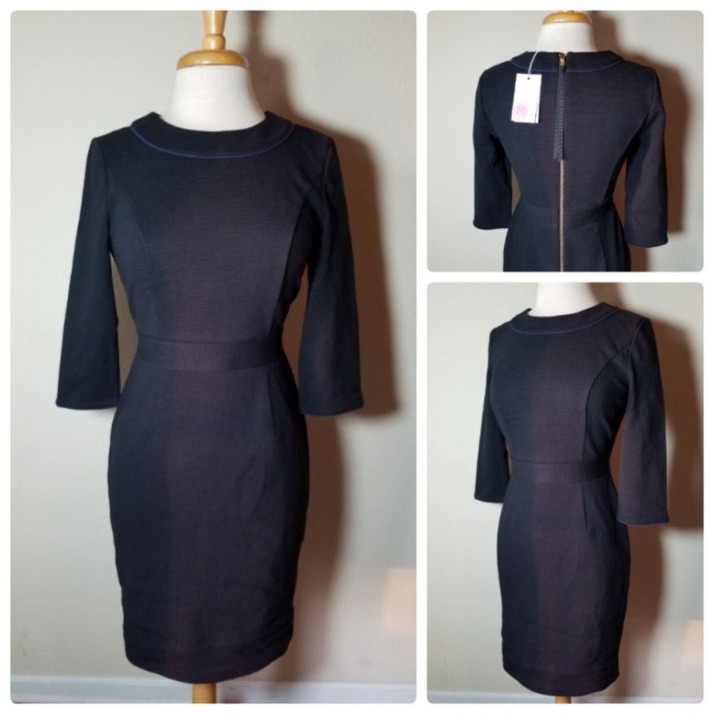 NWT Boden Black Textured Knit Cocktail Dress